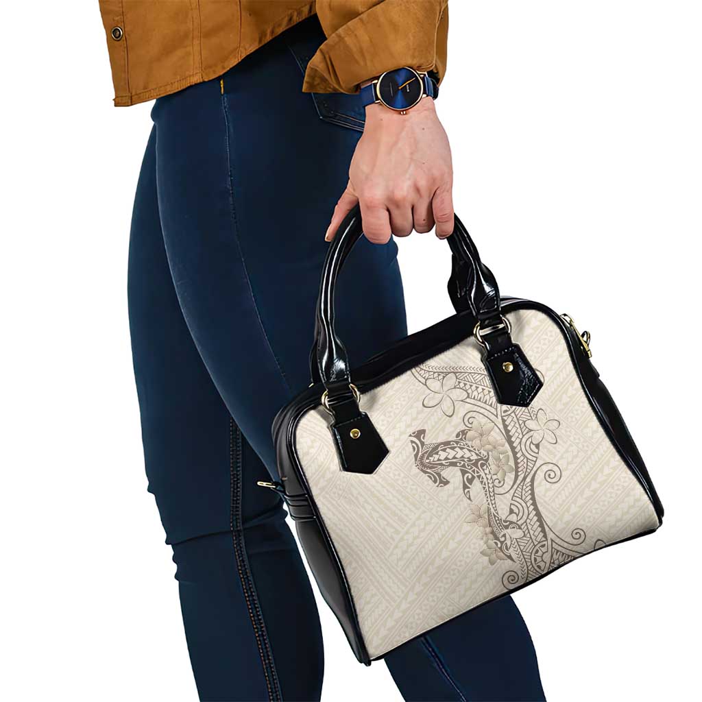 Beige Hawaii Shoulder Handbag Hammerhead Shark Tattoo Curve Polynesian - Polynesian Pride
