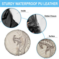 Beige Hawaii Spare Tire Cover Hammerhead Shark Tattoo Curve Polynesian - Polynesian Pride