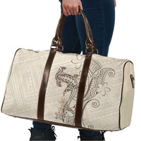 Beige Hawaii Travel Bag Hammerhead Shark Tattoo Curve Polynesian - Polynesian Pride