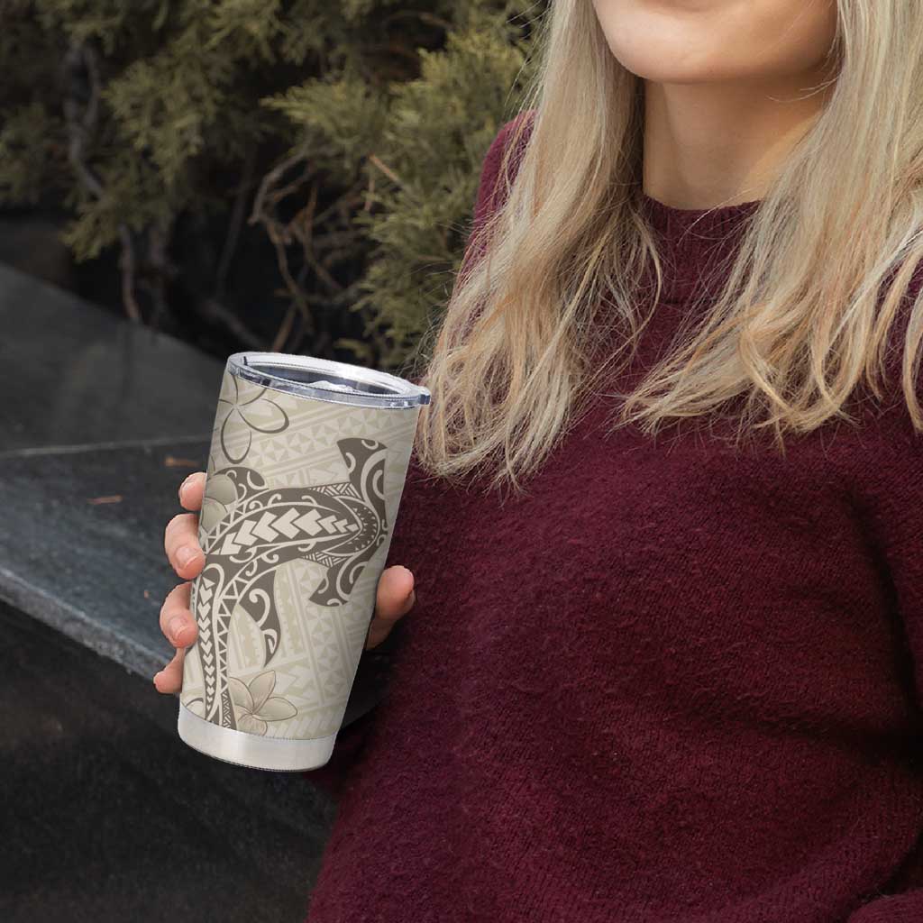 Beige Hawaii Tumbler Cup Hammerhead Shark Tattoo Curve Polynesian - Polynesian Pride