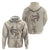 Beige Hawaii Zip Hoodie Hammerhead Shark Tattoo Curve Polynesian - Polynesian Pride