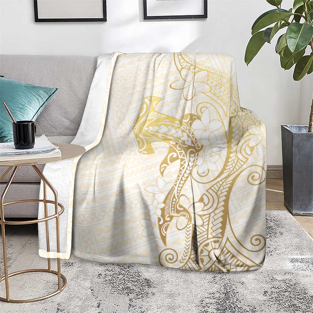 Gold and White Hawaii Blanket Hammerhead Shark Tattoo Curve Polynesian - Polynesian Pride