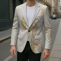 Gold and White Hawaii Blazer Hammerhead Shark Tattoo Curve Polynesian - Polynesian Pride
