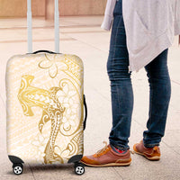 Gold and White Hawaii Luggage Cover Hammerhead Shark Tattoo Curve Polynesian LT14 White - Polynesian Pride