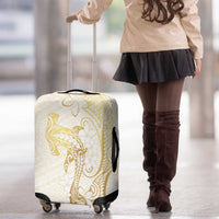 Gold and White Hawaii Luggage Cover Hammerhead Shark Tattoo Curve Polynesian LT14 - Polynesian Pride