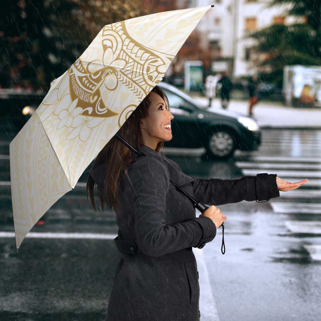 Gold and White Hawaii Umbrella Hammerhead Shark Tattoo Curve Polynesian - Polynesian Pride