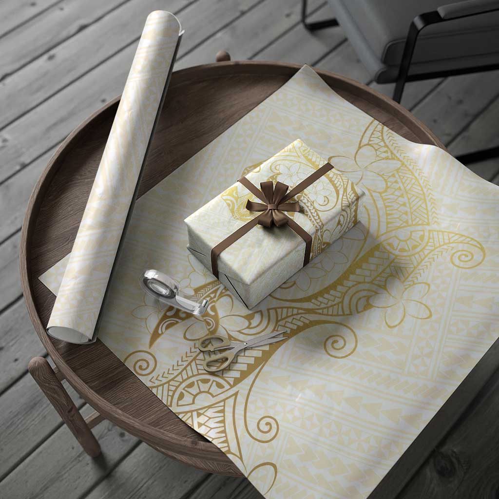 Gold and White Hawaii Wrapping Paper Hammerhead Shark Tattoo Curve Polynesian - Polynesian Pride