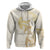 Gold and White Hawaii Zip Hoodie Hammerhead Shark Tattoo Curve Polynesian - Polynesian Pride