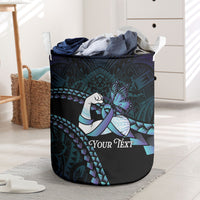 Personalised Polynesia Suicide Prevention Month Laundry Basket Brave Strong Butterfly Teal Purple Ribbon LT14 Purple - Polynesian Pride
