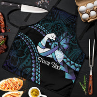 Personalised Polynesia Suicide Prevention Month Apron Brave Strong Butterfly Teal Purple Ribbon LT14 Purple - Polynesian Pride