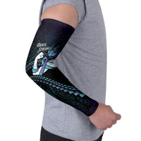 Personalised Polynesia Suicide Prevention Month Arm Sleeves Brave Strong Butterfly Teal Purple Ribbon LT14 - Polynesian Pride
