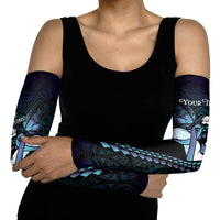 Personalised Polynesia Suicide Prevention Month Arm Sleeves Brave Strong Butterfly Teal Purple Ribbon LT14 - Polynesian Pride