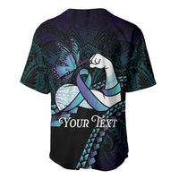 Personalised Polynesia Suicide Prevention Month Baseball Jersey Brave Strong Butterfly Teal Purple Ribbon LT14 - Polynesian Pride