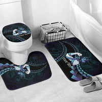Personalised Polynesia Suicide Prevention Month Bathroom Set Brave Strong Butterfly Teal Purple Ribbon LT14 Mat Set Only (3 pcs) One Size Purple - Polynesian Pride