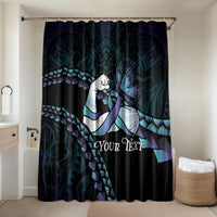 Personalised Polynesia Suicide Prevention Month Bathroom Set Brave Strong Butterfly Teal Purple Ribbon LT14 Shower Curtain Only Purple - Polynesian Pride