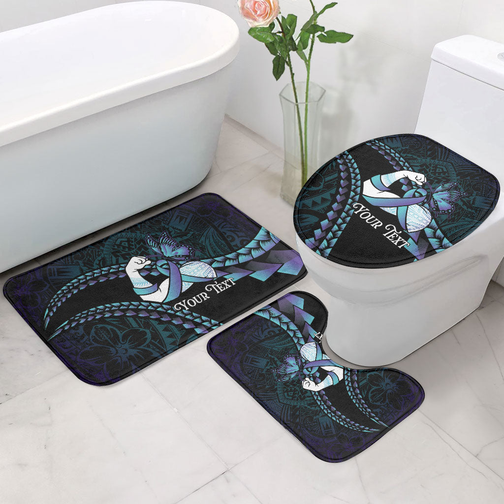 Personalised Polynesia Suicide Prevention Month Bathroom Set Brave Strong Butterfly Teal Purple Ribbon LT14 - Polynesian Pride