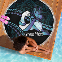 Personalised Polynesia Suicide Prevention Month Beach Blanket Brave Strong Butterfly Teal Purple Ribbon LT14 - Polynesian Pride