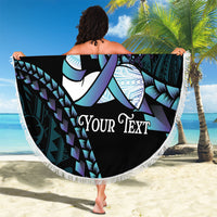Personalised Polynesia Suicide Prevention Month Beach Blanket Brave Strong Butterfly Teal Purple Ribbon LT14 - Polynesian Pride
