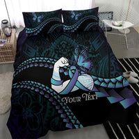 Personalised Polynesia Suicide Prevention Month Bedding Set Brave Strong Butterfly Teal Purple Ribbon LT14 - Polynesian Pride