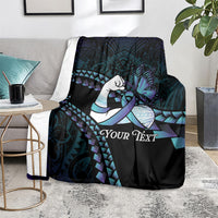 Personalised Polynesia Suicide Prevention Month Blanket Brave Strong Butterfly Teal Purple Ribbon LT14 - Polynesian Pride