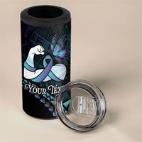 Personalised Polynesia Suicide Prevention Month 4 in 1 Can Cooler Tumbler Brave Strong Butterfly Teal Purple Ribbon LT14 - Polynesian Pride