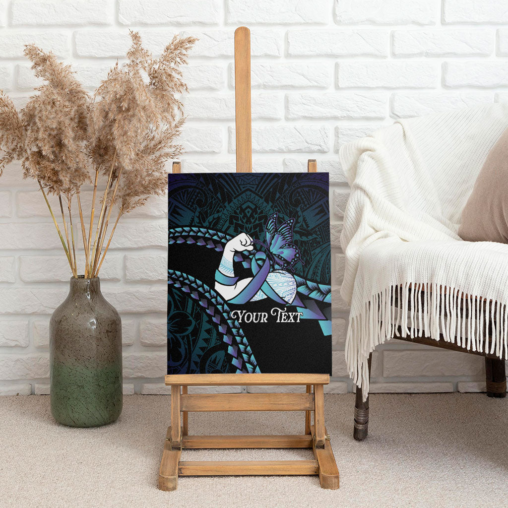 Personalised Polynesia Suicide Prevention Month Canvas Wall Art Brave Strong Butterfly Teal Purple Ribbon LT14 - Polynesian Pride