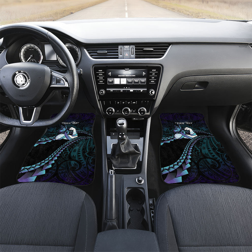 Personalised Polynesia Suicide Prevention Month Car Mats Brave Strong Butterfly Teal Purple Ribbon LT14 Set 2pcs - Front Purple - Polynesian Pride