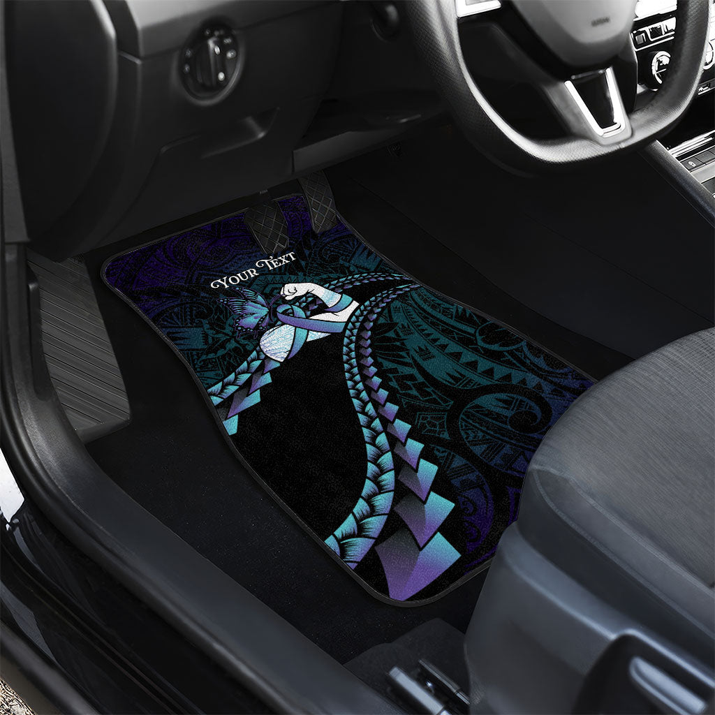 Personalised Polynesia Suicide Prevention Month Car Mats Brave Strong Butterfly Teal Purple Ribbon LT14 - Polynesian Pride