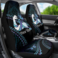 Personalised Polynesia Suicide Prevention Month Car Seat Cover Brave Strong Butterfly Teal Purple Ribbon LT14 - Polynesian Pride
