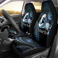 Personalised Polynesia Suicide Prevention Month Car Seat Cover Brave Strong Butterfly Teal Purple Ribbon LT14 - Polynesian Pride
