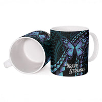 Personalised Polynesia Suicide Prevention Month Ceramic Mug Brave Strong Butterfly Teal Purple Ribbon LT14 - Polynesian Pride