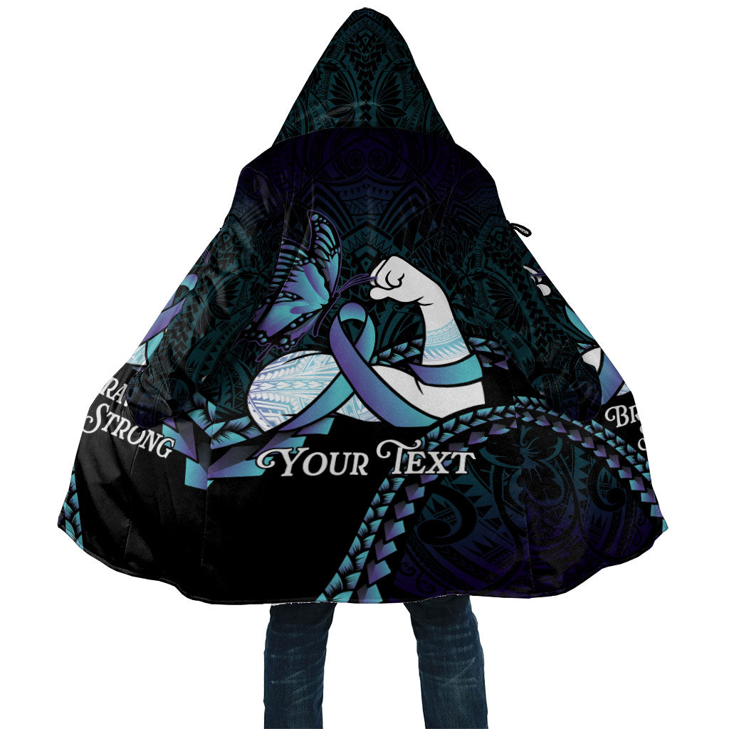Personalised Polynesia Suicide Prevention Month Cloak Brave Strong Butterfly Teal Purple Ribbon LT14 Unisex Purple - Polynesian Pride