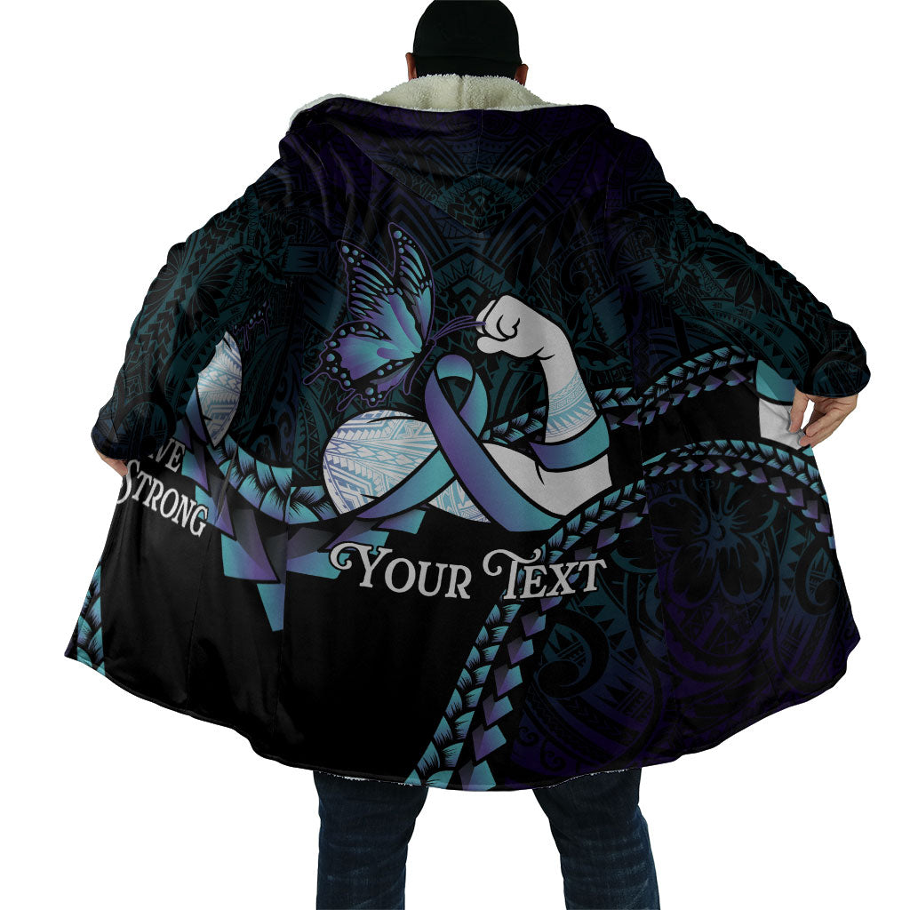 Personalised Polynesia Suicide Prevention Month Cloak Brave Strong Butterfly Teal Purple Ribbon LT14 - Polynesian Pride