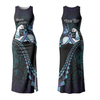 Personalised Polynesia Suicide Prevention Month Couples Matching Tank Maxi Dress and Long Sleeve Button Shirt Brave Strong Butterfly Teal Purple Ribbon LT14 - Polynesian Pride