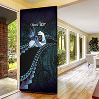 Personalised Polynesia Suicide Prevention Month Door Cover Brave Strong Butterfly Teal Purple Ribbon LT14 - Polynesian Pride