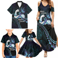 Personalised Polynesia Suicide Prevention Month Family Matching Summer Maxi Dress and Hawaiian Shirt Brave Strong Butterfly Teal Purple Ribbon LT14 - Polynesian Pride