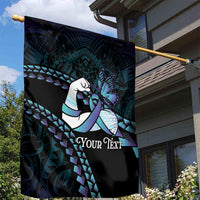 Personalised Polynesia Suicide Prevention Month Garden Flag Brave Strong Butterfly Teal Purple Ribbon LT14 - Polynesian Pride
