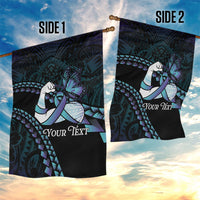Personalised Polynesia Suicide Prevention Month Garden Flag Brave Strong Butterfly Teal Purple Ribbon LT14 - Polynesian Pride