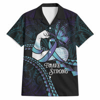 Personalised Polynesia Suicide Prevention Month Hawaiian Shirt Brave Strong Butterfly Teal Purple Ribbon LT14 Purple - Polynesian Pride