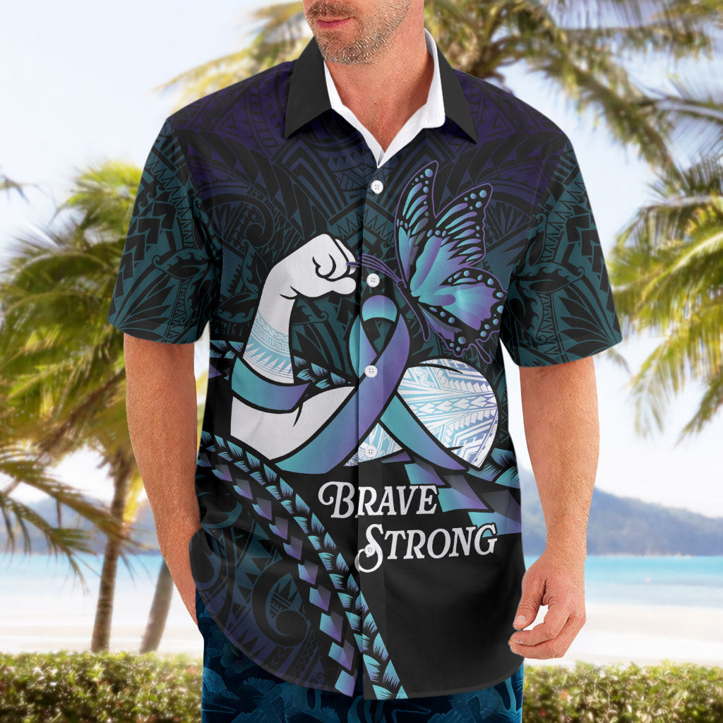 Personalised Polynesia Suicide Prevention Month Hawaiian Shirt Brave Strong Butterfly Teal Purple Ribbon LT14 - Polynesian Pride