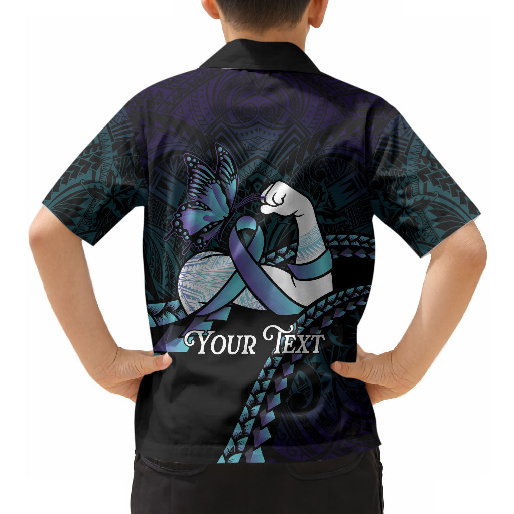 Personalised Polynesia Suicide Prevention Month Hawaiian Shirt Brave Strong Butterfly Teal Purple Ribbon LT14 - Polynesian Pride
