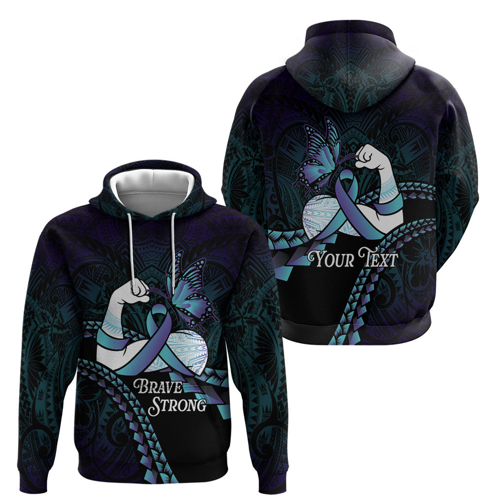 Personalised Polynesia Suicide Prevention Month Hoodie Brave Strong Butterfly Teal Purple Ribbon LT14 - Polynesian Pride