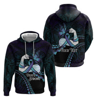 Personalised Polynesia Suicide Prevention Month Hoodie Brave Strong Butterfly Teal Purple Ribbon LT14 - Polynesian Pride