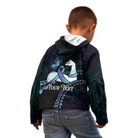 Personalised Polynesia Suicide Prevention Month Kid Hoodie Brave Strong Butterfly Teal Purple Ribbon LT14 - Polynesian Pride