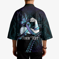 Personalised Polynesia Suicide Prevention Month Kimono Brave Strong Butterfly Teal Purple Ribbon LT14 - Polynesian Pride