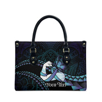 Personalised Polynesia Suicide Prevention Month Leather Bag Brave Strong Butterfly Teal Purple Ribbon LT14 - Polynesian Pride