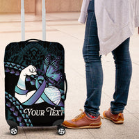 Personalised Polynesia Suicide Prevention Month Luggage Cover Brave Strong Butterfly Teal Purple Ribbon LT14 Purple - Polynesian Pride