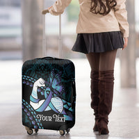 Personalised Polynesia Suicide Prevention Month Luggage Cover Brave Strong Butterfly Teal Purple Ribbon LT14 - Polynesian Pride