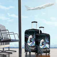 Personalised Polynesia Suicide Prevention Month Luggage Cover Brave Strong Butterfly Teal Purple Ribbon LT14 - Polynesian Pride