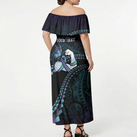 Personalised Polynesia Suicide Prevention Month Off Shoulder Maxi Dress Brave Strong Butterfly Teal Purple Ribbon LT14 - Polynesian Pride